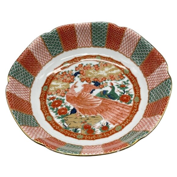 Vintage Arita Fine China Imari Peacock Japan serving bowl scalloped 10" READ - Picture 1 of 7